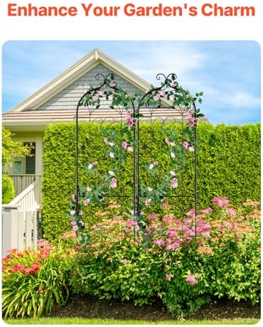 VEVOR Garden Trellis for Climbing Plants, 60 x 15 in, 2 Packs Rustproof Metal Garden Flower Trellis, Outdoor Climbing Rose Trellis Cucumbers Support, Decorative Clematis Trellis for Courtyards Lawns - Image 3