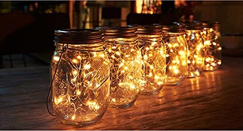 Lxcom Lighting Solar Mason Jar Light, Hanging Garden Light, LED Waterproof Best Terrace Lawn Decoration, Warm Light, Pack of4 - Image 5