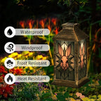 Solar Lantern Stained Glass Rabbit Wall Art Outdoor Waterproof Garden Hanging Lantern Solar Powered Lighting Outside Solar Light for Patio Yard Camping, Gifts for Women Mom - Image 3