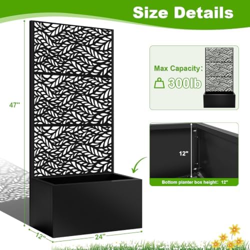 Metal Planter Box with Trellis, 47"x24"x12" Raised Garden Bed - Image 2