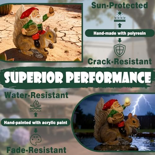 Funny Garden Gnomes Decorations for Yard Statue with Solar Lights - Image 3