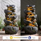 36.2''Tall Rock Outdoor Water Fountain with LED Lights - Image 6
