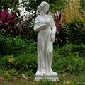 Outdoor Nymph Statue with Hand Bowl Holder, Religious Garden Sculpture, Goddess of Greek Mythology Roman Style for Yard Patio Lawn Church Decor, Catholic Christian Spiritual Gift, Ivory by Keslecy
