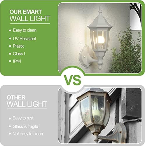 EMART Plastic Outdoor Wall Light Fixtures, Porch Sconces(2 Pack, White) - Image 5