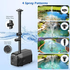 Antfraer 25W Solar Fountain Pump, 320 GPH Solar Pond Pump with 4 Nozzles, Adjustable Flow & 6.6ft Tubing, Solar Water Fountain Pump for Garden, Fish Tank, Backyard - Image 5