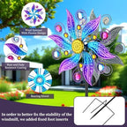 Violet Metal Wind Spinner Outdoor, Kinetic Yard Art with Stake - Image 2