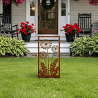 Rusted Steel Dandelion Garden Panel - 15.74-Inch Outdoor Standing Screen for Lawn & Courtyard, Modern Rustic Metal Art with Dandelion Decor, Balcony & Entryway Accent - Image 2