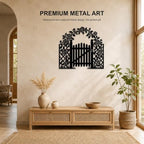 Rose Garden Gate Metal Wall Art WallArt Decor Metal Signs Metal Outdoor Decor Elegant Farmhouse Rustic Style Wall Sculpture Hanging Plaque Ornament Home Decoration for Living Room Bedroom (Black,20inch) - Image 2
