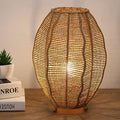 Rattan Woven Side Table Lamp for Bedroom Living Room, Boho Coastal Lamp Farmhouse Nightstand Lamp Tripod Desk Lamps Mid Century for Beach Room Kids Room Cafe Bar by Sainsbarry