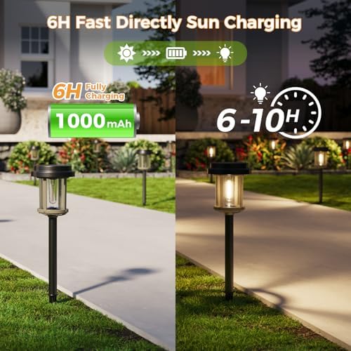 XMCOSY+ Solar Pathway Lights - 4 Pack Solar Path Lights for Garden Lights - Image 3