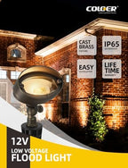 COLOER Brass Landscape Flood Lights 6 Pack with LED G4 Bulb (501B Bronze) - Image 2
