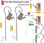 2 Pcs Solar Watering Can Lights, Hanging Solar Waterfall Lights Waterproof Outdoor Garden Decor Yard Art for Porch Landscape Patio, Gardening Gifts for Mom Grandma Women - Image 3