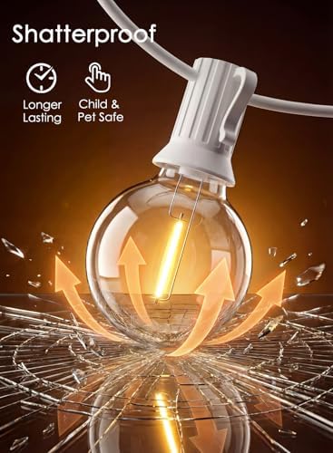 25FT G40 LED White Outdoor String Lights with 25 Plastic Shatterproof Bulbs - Image 4