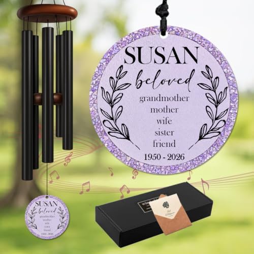 Personalized Wife Memorial Wind Chime Custom Name & Year, Beloved Grandmother Mother Sympathy Gift, in Loving Memory Windchime Garden Outdoor Decor Deep Tone by CSKIS-PersonalizedGifts