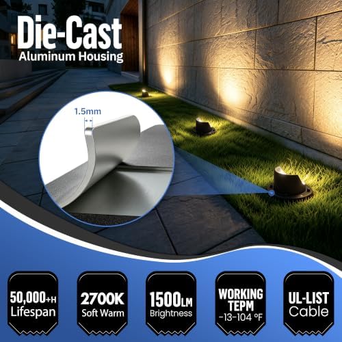 12-Pack Low Voltage Landscape Lighting Kit for Garden Yard 12W 1500LM 2700K - Image 2
