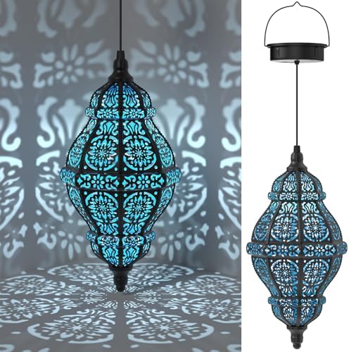 Twinkya 2 Pack Hanging Solar Lights Outdoor Garden Decor, Waterproof Plastic Moroccan Solar Powered Lantern Lamp, Outside Decorations for Patio Yard Porch Backyard Decor, Gardening Gifts for Women Mom by twinkya