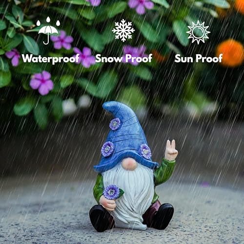 Blue Peace Yard Gnomes - Solar Statue, 11 Inch - Image 2