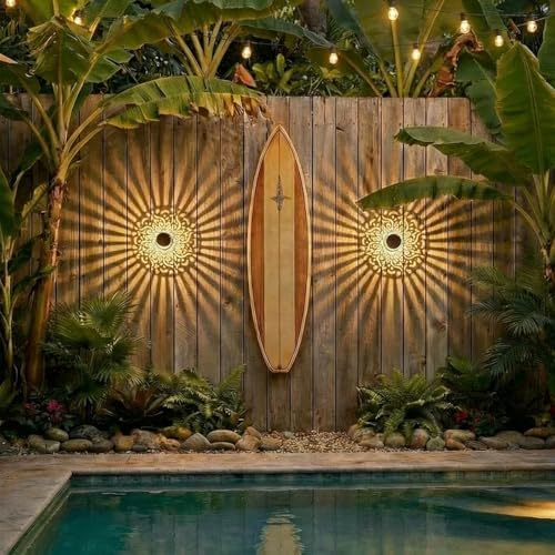 Decorative Solar Mandala Lights Outdoor Waterproof LED Metal Solar Powered Wall Fence Lights for Garden Yard Deck Step Patio Pool Lawn Back Yard Exterior Wall Decorative Lighting(#C,4PCS) - Image 4
