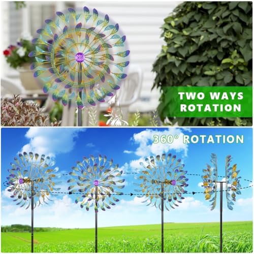 DREAMSOUL 360° Large Wind Spinner Outdoor Metal 6 Blades Windmill for Yard, 80 Inch Kinetic Wind Spinner for Patio Lawn Decor - Image 4