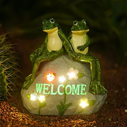 Nacome Solar Frog Garden Statue - Succulent & 7 LED Lights, Outdoor Decor by Nacome