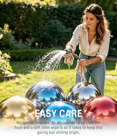 12 Inch Stainless Steel Gazing Ball, Garden Gazing Globe Mirror Ball, Polished Shiny Sphere for Garden Yard Outdoor, Swimming Pool Decoration (Rainbow) - Image 6