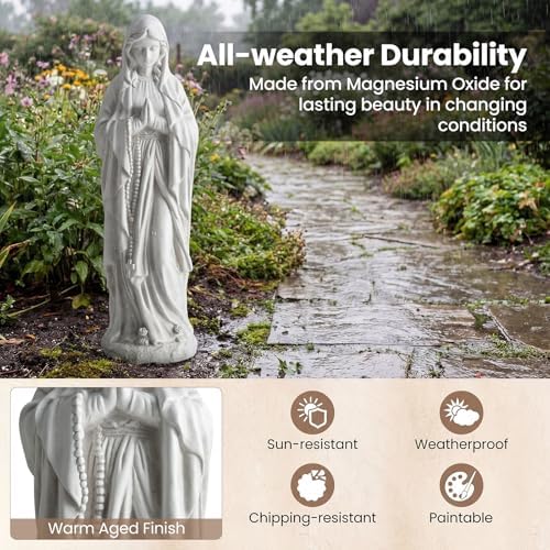 GIANTEX Virgin Mary Praying Statue 29.5", Blessed Mother Outdoor Statue - Image 4