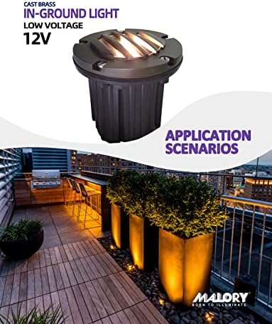 MALORY Low Voltage Landscape Well Lights, (φ126 mm) Brass Top Cover - Image 2