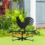 Rooster Weathervane Metal Garden Stake Decorative, Farmhouse Design Silhouette Gifts Statues for Yard Art, Outside, Patio, Outdoor Decor, Garden Decorations, Lawn Ornaments - 18" Black - Image 3