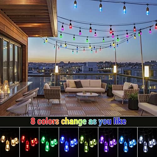 48FT Solar Outdoor RGB String Lights Waterproof Shatterproof - Image 2