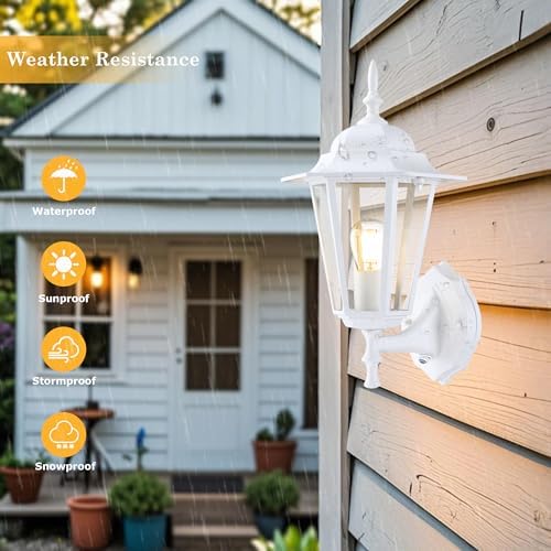 GRUENLICH Outdoor Wall Light Fixture, Antirust Aluminum Glass, White 2 Pack - Image 6