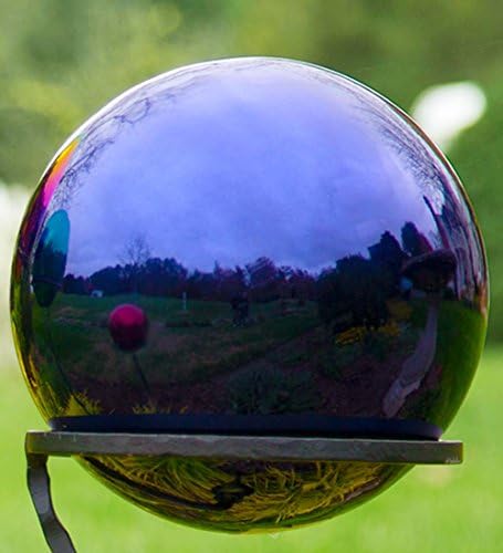 Plow & Hearth 10 Inch Stainless Steel Gazing Ball, Polished Reflective Weather Resistant Garden Globe Mirror Ball Sphere, Garden or Home Decoration by PlowHearth