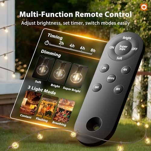 addlon 200FT(2 Pack*100FT) Solar String Lights Outdoor Waterproof Remote - Image 3