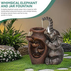 AUTODAYA 19" H Elephant Statue Outdoor Water Fountain with Warm LED Lights - Image 3