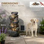36.2" H Solar Water Fountain Outdoor Garden 5-Tiers Cascading Waterfall - Image 2