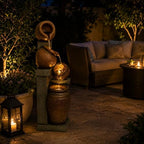 Outdoor Water Fountain with LED Lights, 34.84" Resin Tiered Jar Fountain for Patio, Garden, Porch, Backyard Decor, Freestanding Cascading Garden Fountain - Image 7