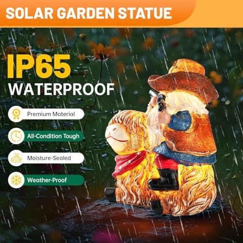 Solar Highland Cow Gnome Statue - Hand-Painted Resin Outdoor Decor for Garden & Yard, Unique Mothers Day Birthday Gifts for Grandma Women (Weatherproof) - Image 6
