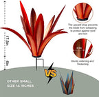 TOMBABY Enlarge Thickened Wind Resistant Metal Agave Garden Art Metal Plant Country Garden Sculpture Statue Outdoor Decoration Agave Metal Plant Courtyard Garden Lawn Ornament Gift (1, 12 Leaves red) - Image 2