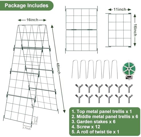 Heavy Duty 48"x16" Adjustable A-Frame Cucumber Trellis for Climbing Plants,iGreely Foldable Frame Rust-Proof Metal Trellis with Dense Grid,Perfect for Raised Beds, Garden,Tomatoes,Outdoor(Green) - Image 2