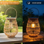 Solar Lanterns Outdoor Waterproof, Rattan Outdoor Solar Lanterns 2 Pack - Image 6