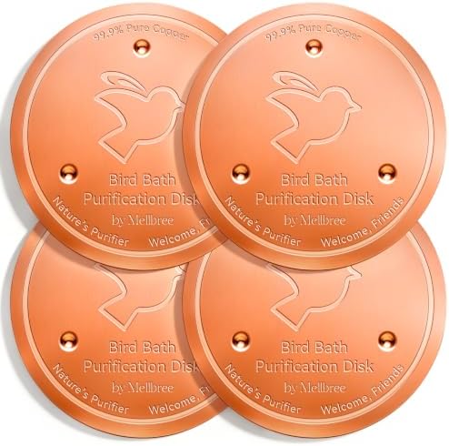 Mellbree 4-Pack Premium Copper Cleaning Disc, 0.6mm Thick 99.99% Pure Copper with Stable Triple-Point Support, All-Season Physical Water Care for Bird Baths by Mellbree