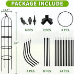2-Pack 6FT Garden Obelisk Trellis for Climbing Plants,Adjustable 4-Tier Metal Plant Support,Rustproof Outdoor Plant Tower with 3 Decorative Tops for Roses,Tomatoes,Clematis & Vines,Black - Image 2