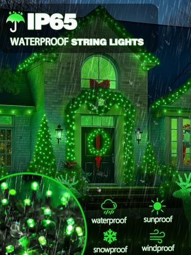 4 Pack 180FT 320 LED Solar Halloween Lights Outdoor Waterproof, Green - Image 2