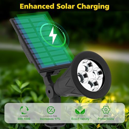 T-SUN Solar Spot Lights Outdoor Waterproof,Solar Landscape Spotlights,1Pack - Image 3