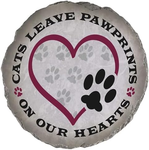 Magnolia Garden 10-Inch Cats Leave Pawprints On Our Hearts Decorative Stepping Stone – Feline Memorial Resin Garden Tile – Cat Sympathy & Bereavement Outdoor Accent by DicksonsGifts