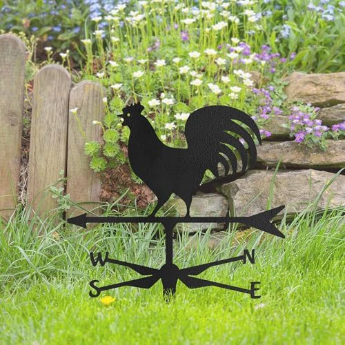 Rooster Weathervane Metal Garden Stake Decorative, Farmhouse Design Silhouette Gifts Statues for Yard Art, Outside, Patio, Outdoor Decor, Garden Decorations, Lawn Ornaments - 18" Black - Image 5
