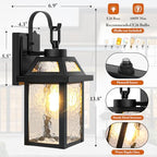 BesLowe 2-Pack Dusk to Dawn Outdoor Wall Lights with Water Ripple Glass - Image 6