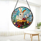 CHATYOUNG Stained Glass Window Hanging Color Berry Rabbit Large 11.8" - Animal Suncatcher Door Garden Home Decor and Christmas Mother's Day Birthday Gift Grandma Mom Women Men Animals Lover - Image 4