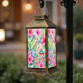 Solar Lantern Outdoor Waterproof Exotic Tropical Floral Hibiscus Blue Birds Vase Pagoda Garden Decor LED Hanging Solar Lights Tabletop Lamp Gifts for Women Mom Outside Yard Patio Porch by DERUINVAIO