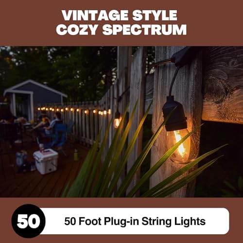 NorbSTRING 50FT LED String Lights – Plug-in Outdoor Weatherproof Lights, Cozy Candle-Like Warm White Glow, Shatterproof Commercial-Grade Bulbs for Patio, Backyard, Deck & Events, Energy-Efficient - Image 2