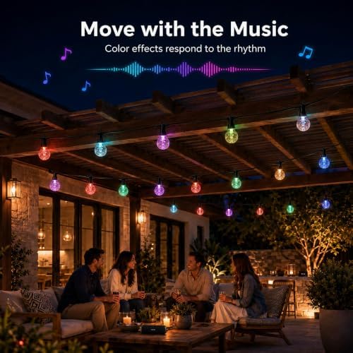 50FT G60 Smart Outdoor String Lights, RGBW Color Changing Patio Lights - Image 4